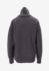 AMI PARIS Ami De Coeur High-Neck Sweater Gray UKS839018_084