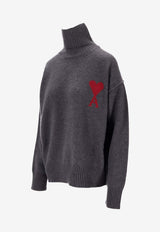 AMI PARIS Ami De Coeur High-Neck Sweater Gray UKS839018_084