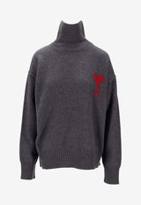AMI PARIS Ami De Coeur High-Neck Sweater Gray UKS839018_084