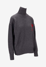 AMI PARIS Ami De Coeur High-Neck Sweater Gray UKS839018_084