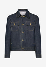 Thom Browne Selvedge Denim Backstrap Utility Jacket Navy MJO256SF1101_415