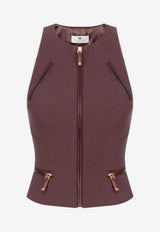 Elisabetta Franchi Zip-Up Double-Layer Top Purple TO03756E2_EA4