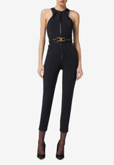 Elisabetta Franchi Zip-Up Crewneck Jumpsuit Black TU05556E2_110