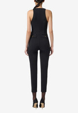 Elisabetta Franchi Zip-Up Crewneck Jumpsuit Black TU05556E2_110