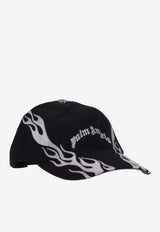 Palm Angels Curved Logo Flames Cap Black PWLB032F25FAB006_1005