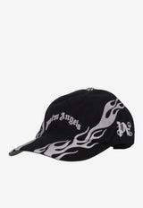 Palm Angels Curved Logo Flames Cap Black PWLB032F25FAB006_1005