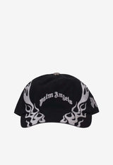 Palm Angels Curved Logo Flames Cap Black PWLB032F25FAB006_1005