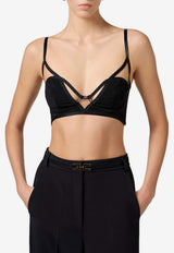 Elisabetta Franchi Sheer Paneled Bralette Black RG00852E2_110
