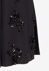 Miu Miu Pleated Embellished Midi Skirt Black MG2352SOOO16DL_F0002