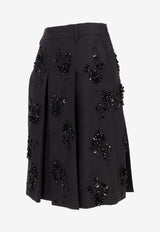 Miu Miu Pleated Embellished Midi Skirt Black MG2352SOOO16DL_F0002
