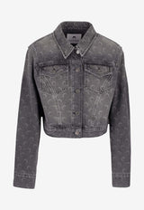 Marine Serre Moon-Laser Denim Cropped Jacket Gray WJA041BCDEN0006_GR90