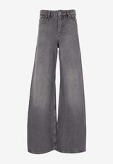 Marine Serre Moon Laser Straight-Leg Jeans Gray WPA159ACDEN0006_GR90