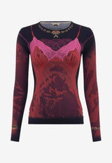 Marine Serre Wet Nuisette Printed Jersey Top Multicolor WTS006ACJER0085_RD11
