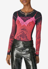 Marine Serre Wet Nuisette Printed Jersey Top Multicolor WTS006ACJER0085_RD11