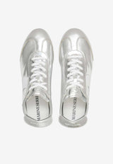 Marine Serre Moon Patch Metallic Leather Sneakers Silver WSN001ARLEA0058_MT10