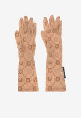 Marine Serre Moonogram Flocked Mesh Gloves Brown WSA027ACJER0005_BG60