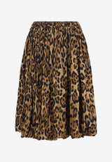 Leopard Print A-line Midi Skirt