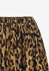 Leopard Print A-line Midi Skirt