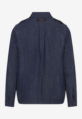 Denim Overshirt with Shoulder-Epaulettes