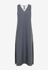 V-neck Linen Maxi Dress