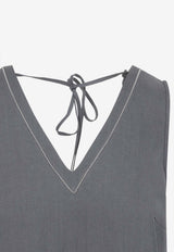 V-neck Linen Maxi Dress