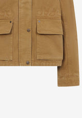 Leather-Collar Relaxed Jacket