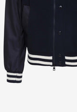 Logo Patch Paneled Bomber Jacket