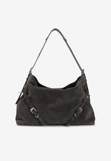 Large Voyou Suede Shoulder Bag