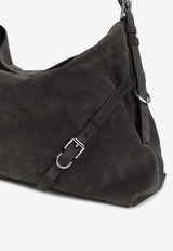 Large Voyou Suede Shoulder Bag