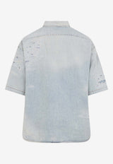 Distressed Overwashed Denim Shirt