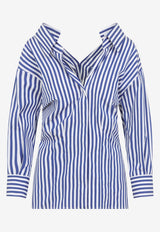 V-neck Striped Long-Sleeved Shirt