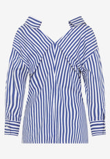 V-neck Striped Long-Sleeved Shirt