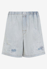 Distressed Overwashed Denim Shorts
