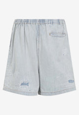 Distressed Overwashed Denim Shorts