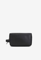 Logo Stamped Calf Leather Toiletry Pouch