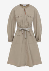 Poplin Dress with Fixed-Tie Belt
