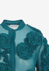 Chowsa Flower Applique Semi-Sheer Blouse