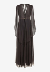 Silk Maxi Dress with Belt