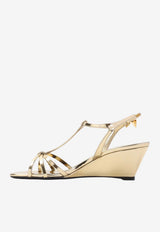 65 Metallic Leather Cage Sandals
