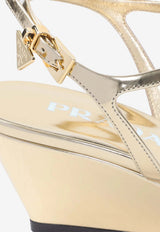 65 Metallic Leather Cage Sandals