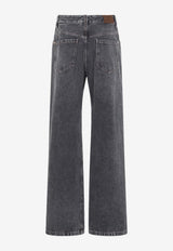 Logo Patch Faded Jeans