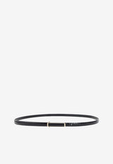 Thin Croc-Embossed Leather Buckled Belt