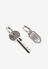Neverlost Key and Plate Hoop Earrings