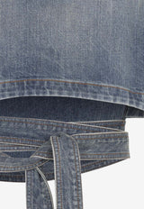 Belted Cropped Denim Top