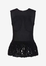 Perforated Peplum Top