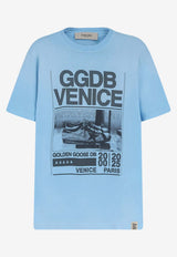 Golden Goose DB Graphic Print Distressed T-shirt Light Blue GMP01220P00236850977_Cristalseas_41114657