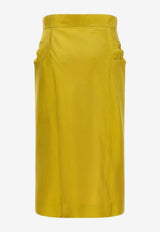 Valentino Shantung Silk Midi Skirt Yellow 8B0RAEY59F3R0X_MEDALLION_42176914