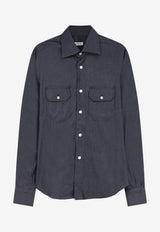 Kiton Ciro Paone Buttoned Casual Shirt Blue UCWMH0969701BLACK_Black_42176787