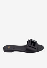 Fendi Baguette Leather Flat Sandals Black 8R8136AE7TF0ABB_Black_42821650