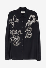 Dries Van Noten Casia Embellished Buttoned Shirt Black 2610107593078900_Black_54420847